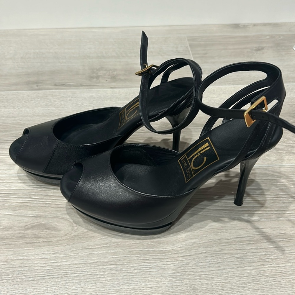 Ilene Berg Leather Comfort Platform Heels Size 7.5